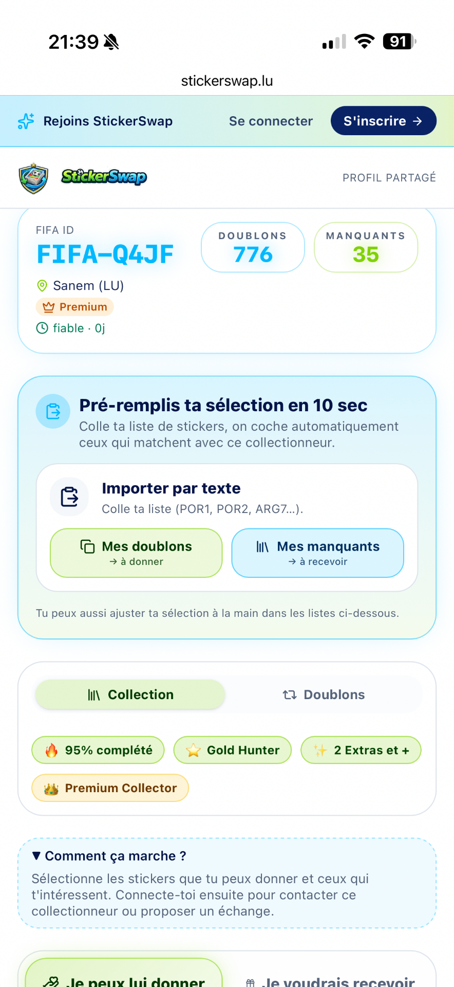 StickerSwap — Partage ton profil en un clic
