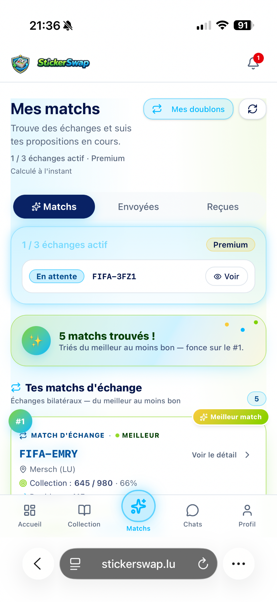 StickerSwap — Trouve tes meilleurs matchs